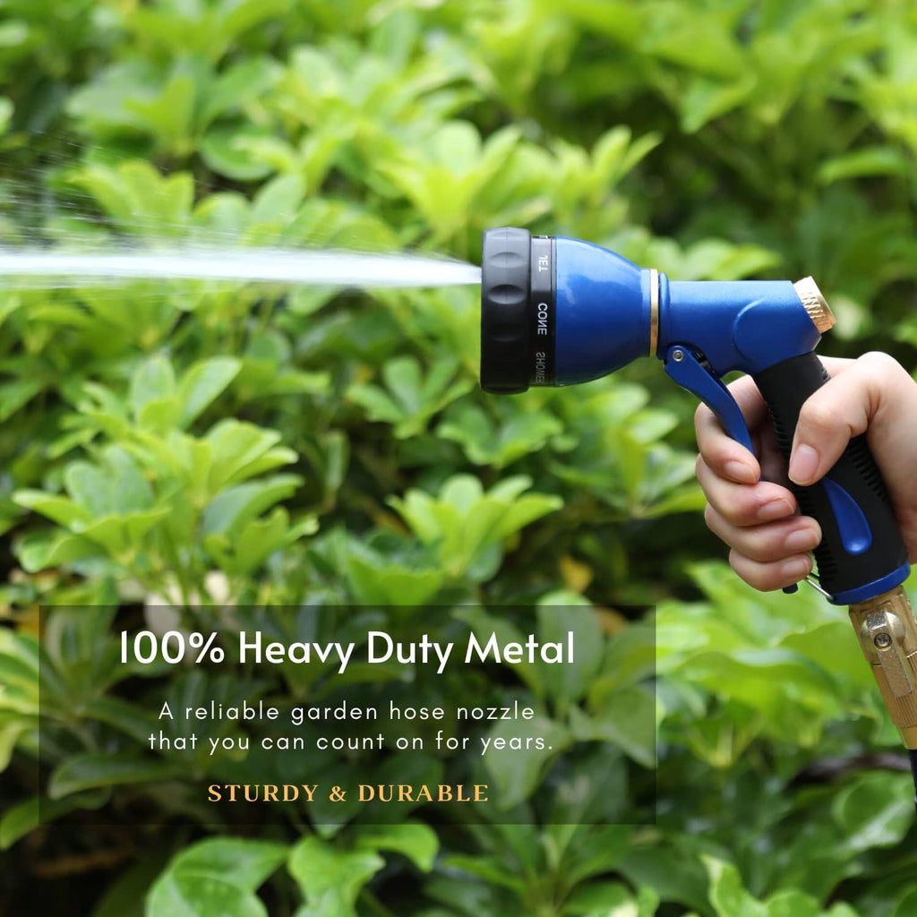 HOSUN Garden Hose Sprayer Nozzle 100% Heavy Duty Metal, Water Hose Nozzle with 8 Different Spray Patterns, High