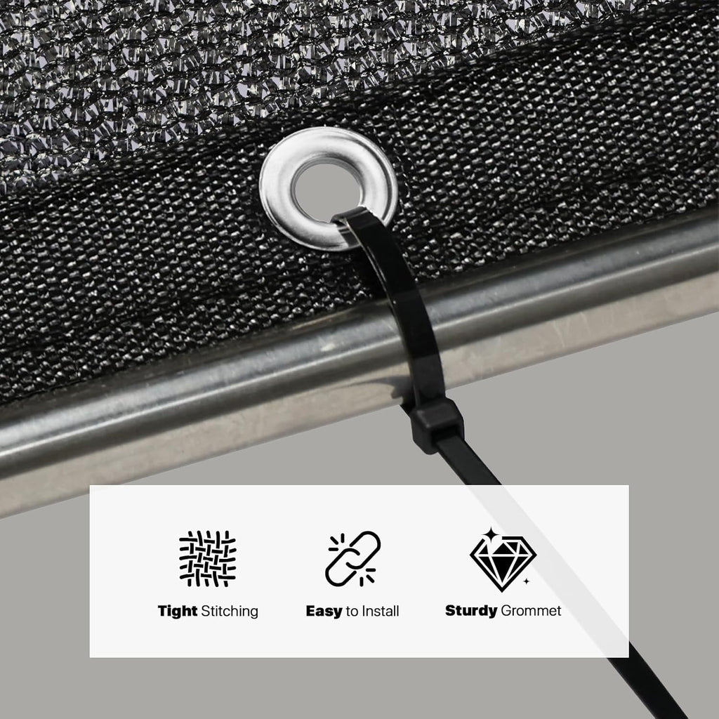 Amgo 50% Black Shade Cloth, 8FT x 16FT Mesh Tarp, Black Sun Shade Netting with HDPE Material and Heavy Duty Grommets