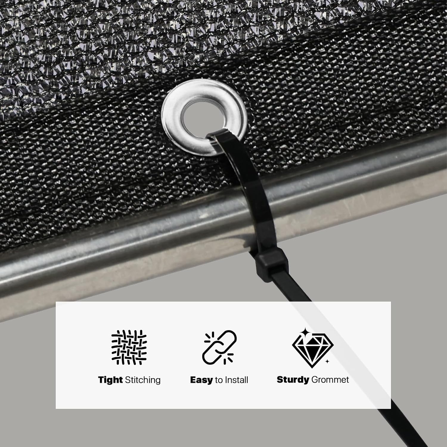 Amgo 50% Black Shade Cloth, 8FT x 16FT Mesh Tarp, Black Sun Shade Netting with HDPE Material and Heavy Duty Grommets