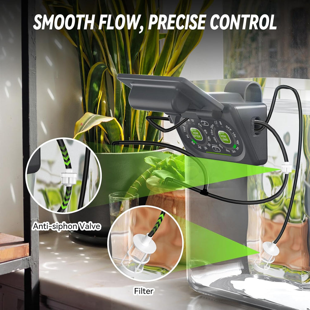 RAINPOINT Programmable Solar Drip Irrigation System for Indoor Houseplant Support Up to 15 Plants, Compact Vacation