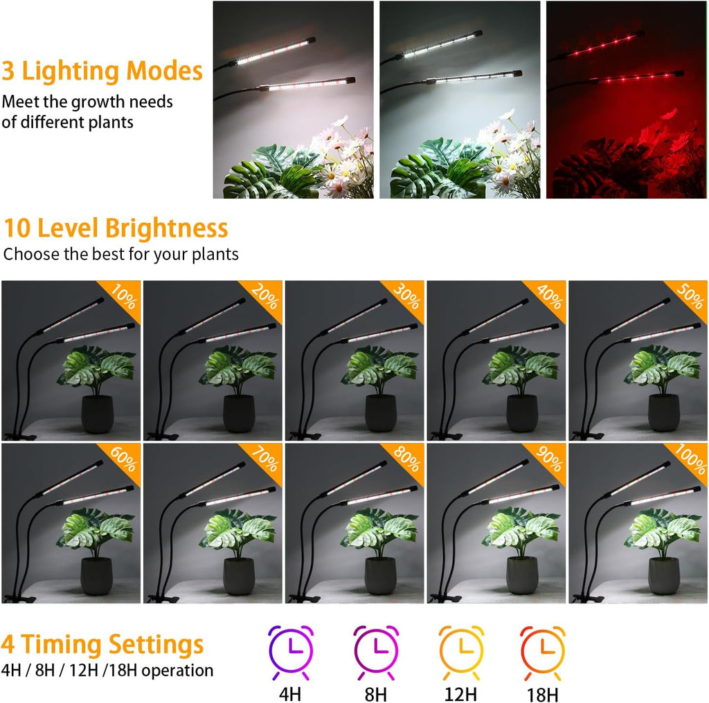 Black Grow Lights for Indoor Plants, 168 LEDs Clip Plant Lights, Full Spectrum LED Plant Growing Lamps with Flexible
