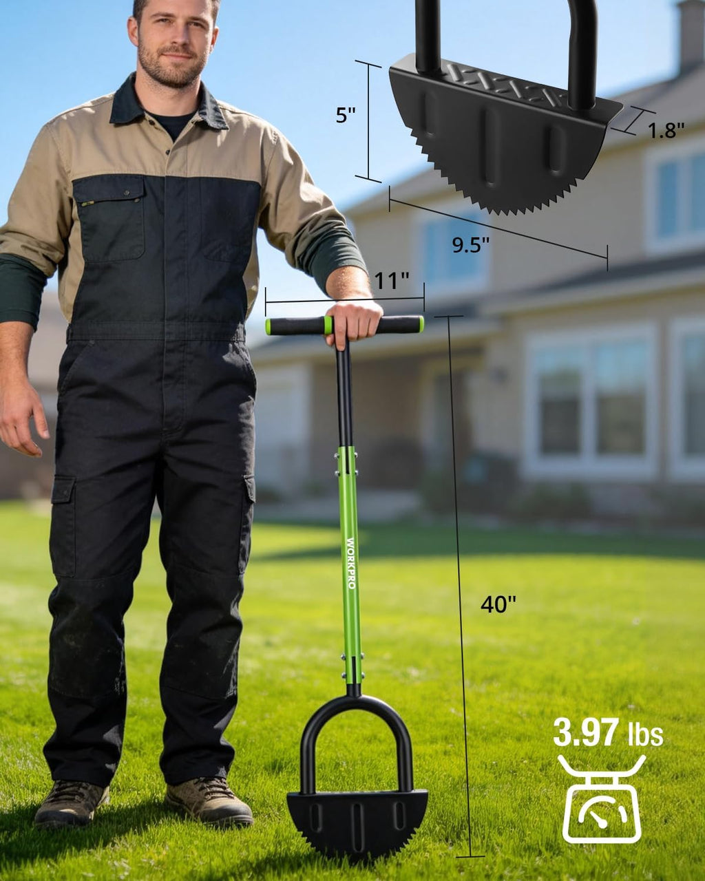 WORKPRO 40-Inch Edger Lawn Tool, Half Moon Saw Tooth Lawn Edger | Half Moon Saw-Tooth Steel Blade, Wide Footplate