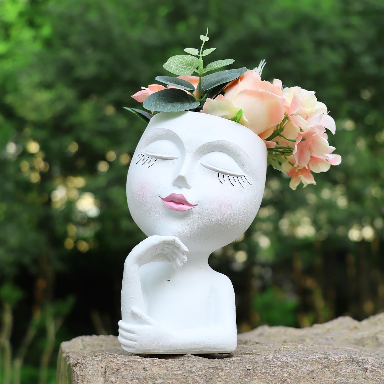 Face Planter,Head Planter,Girl Face Flower Pot For Indoor Plant Thinking,Small Unique Cute Plant Pot for Succulent