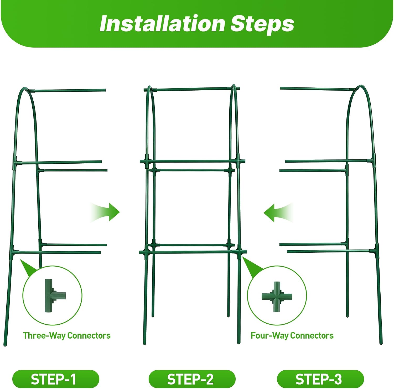 47''X47''Cucumber Trellis, Garden Trellis U-Shape Plant Support for Climbing Plants Metel Arch with Netting for Raised