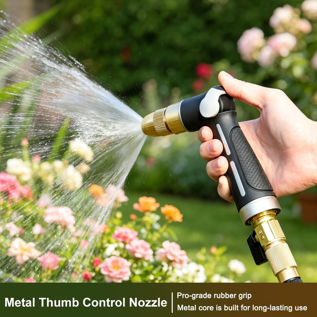 FANHAO Metal Thumb Control Adjustable Nozzle, High Pressure Garden Sprayer | Rustproof Hose Nozzle Heavy Duty, Non-Slip