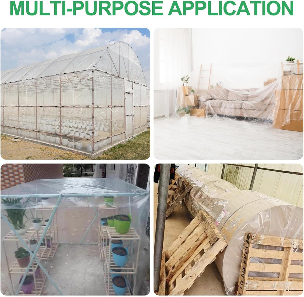 Farm Clear Greenhouse Plastic Film Sheeting Cover, 25ft by 26ft, 6 mil UV Resistant Polyethylene Film, Hoop House