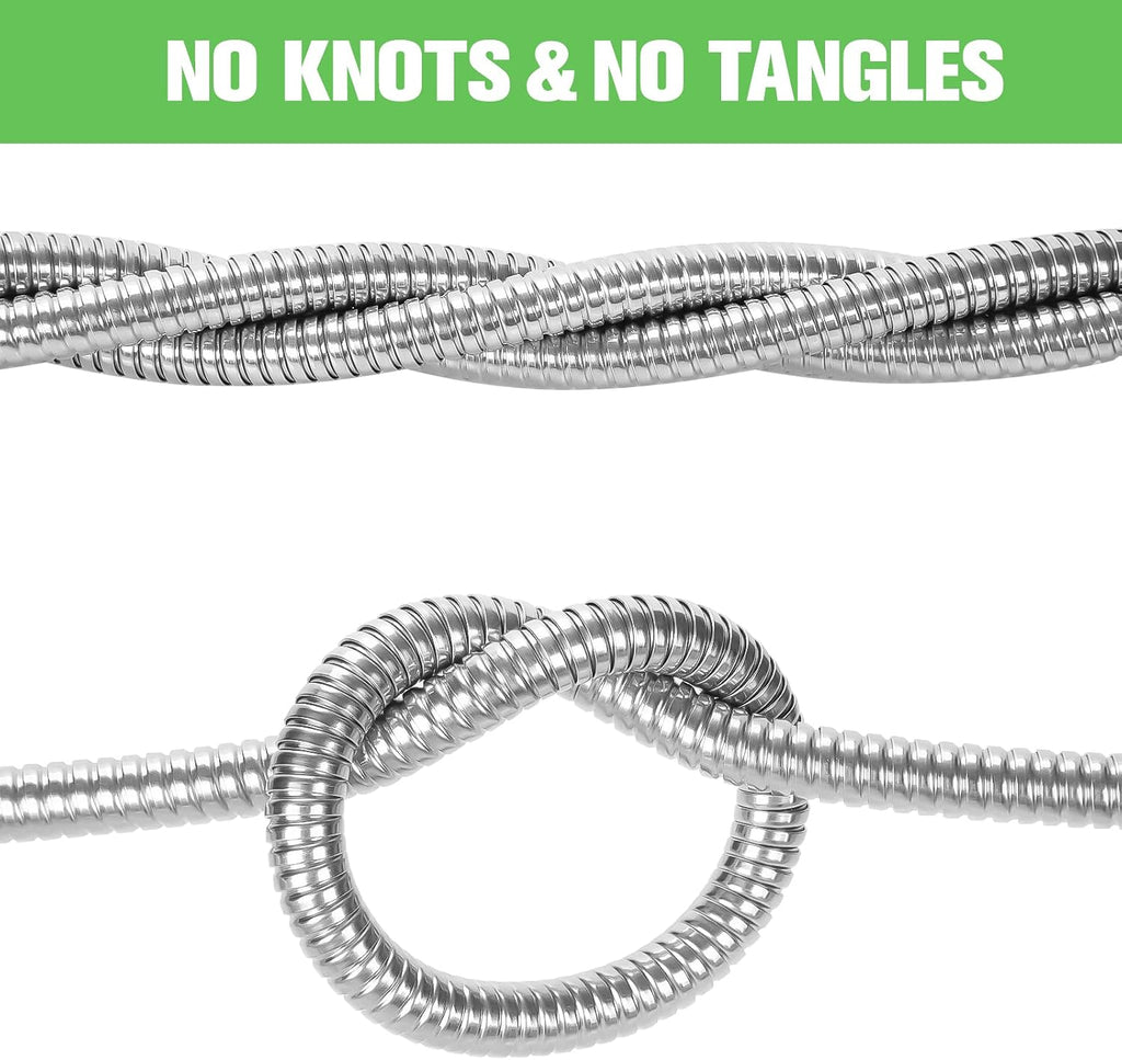 TVKB Garden Hose 100ft Stainless Steel Water Hose Super Tough Flexible Water Pipe with Brass Fittings and Sprayer