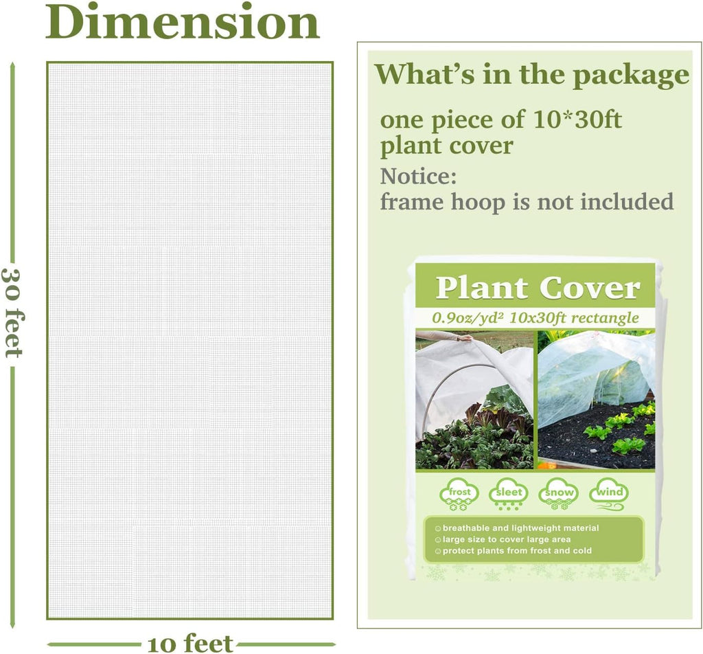 10x30ft Plant Covers Freeze Protection Floating Row Cover 1.5oz/yd² Plant Covers for Winter Garden Fabric for Cold Sun