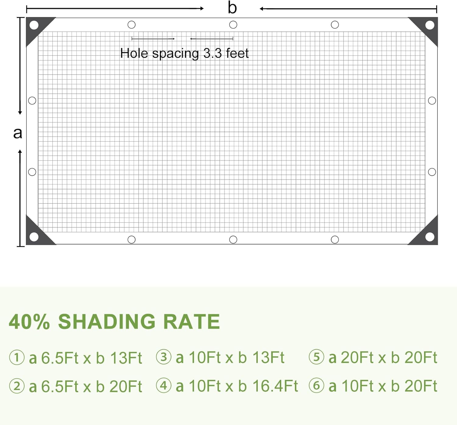 10Ft x 20Ft 40% Shade Cloth Greenhouse Tarp Mesh with Grommets for Plants | 40% UV Block, Tear-Resistant HDPE