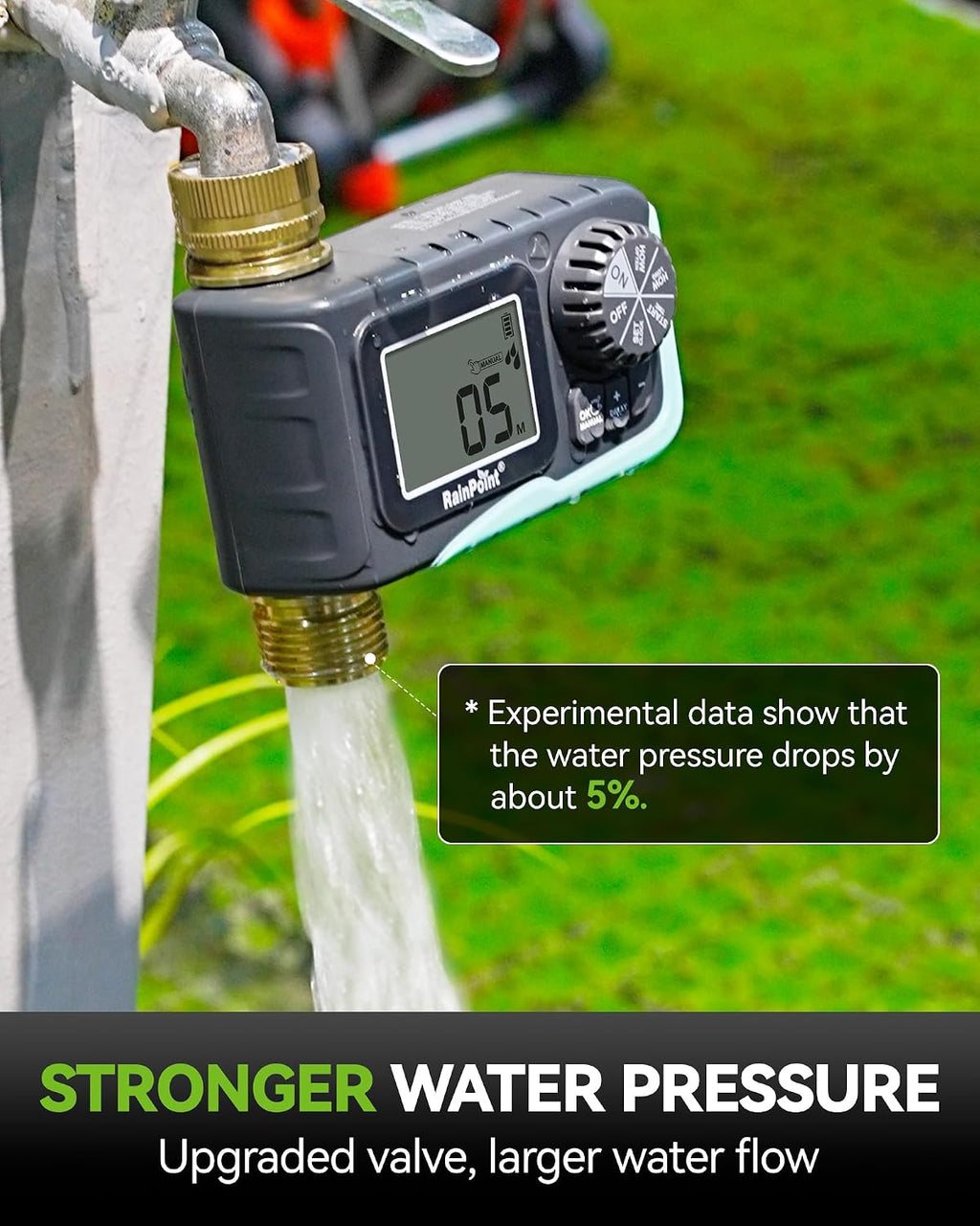 RAINPOINT Sprinkler Timer, 100% Metal Pipe Water Timer for Garden Hose, Programmable Hose Controller for Watering