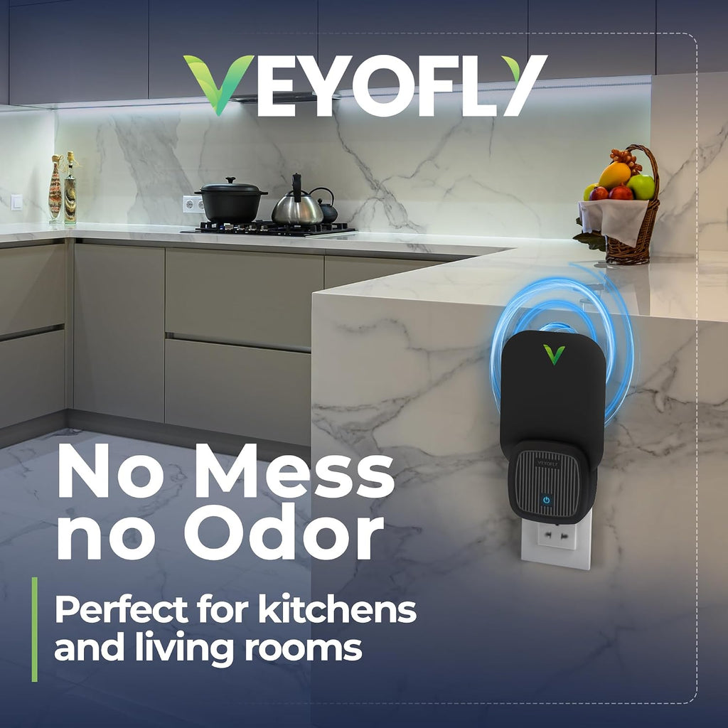 VEYOFLY Fruit Fly Traps Indoor Plug-in UV, Gnat Trap, 2 Device + 6 Refills | UV light attracts insects to glue cards