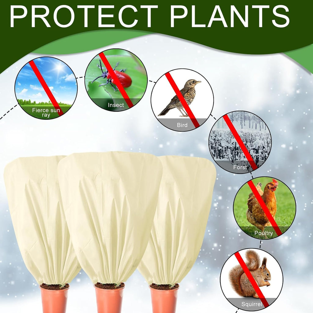 8 Pcs Plant Covers Frost Protection Bag Winter Reusable Plants Jacket with Drawstring Shrub Protection Wraps Bags Frost