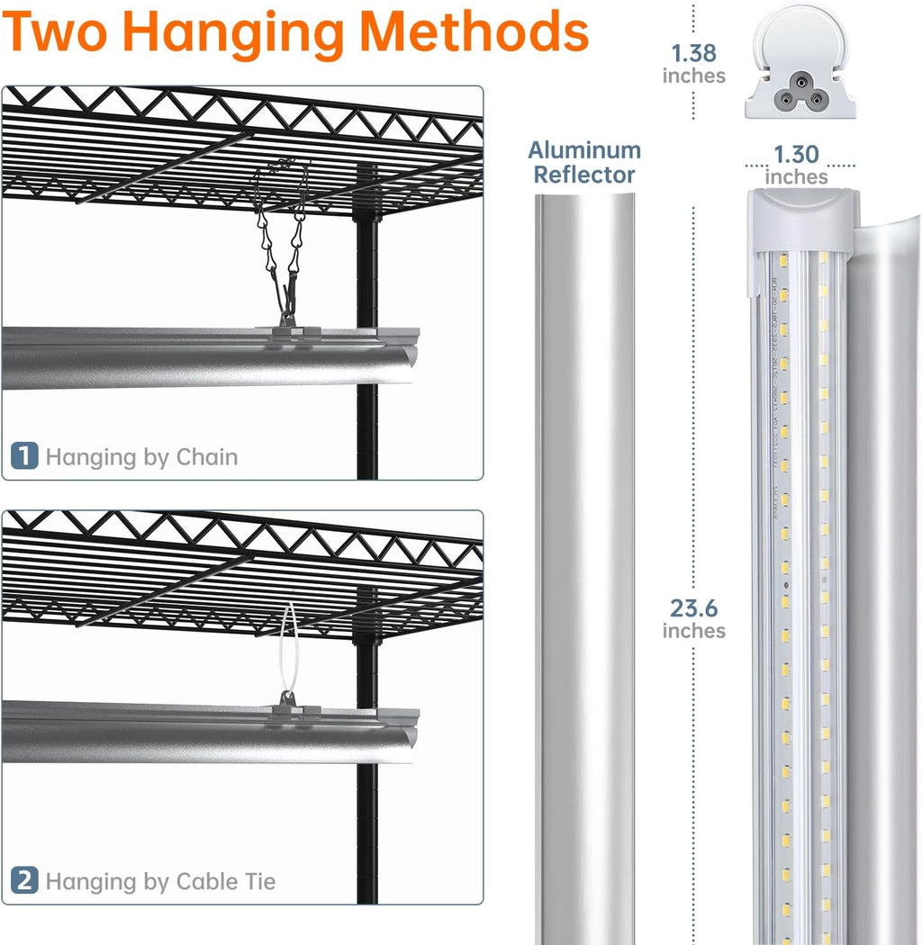 5-Tier Plant Shelf with Grow Light, 29.5x13.8x59in | Grow Light Shelf, Indoor Plant Stand, 4-Pack Full Spectrum LED