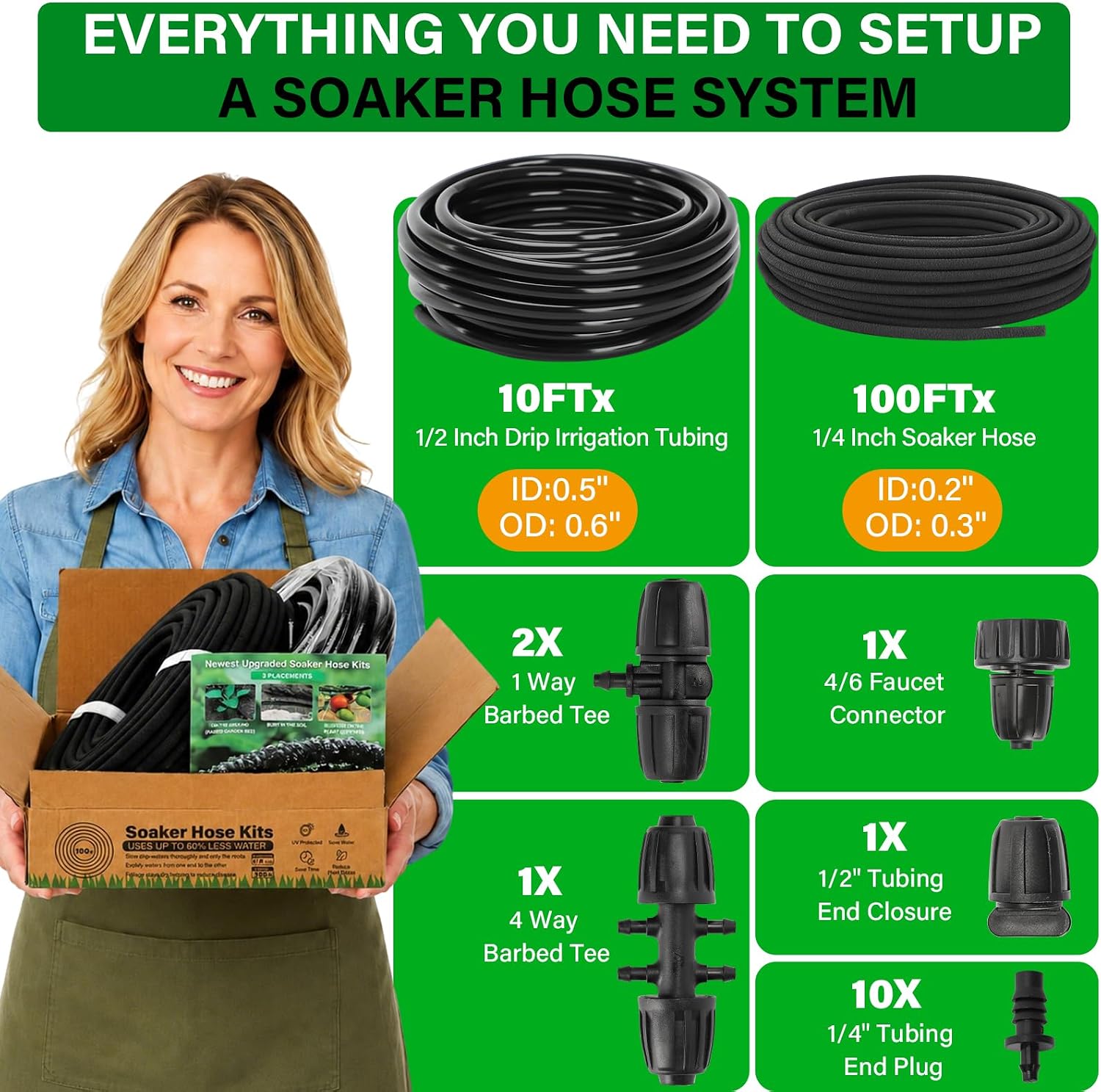 MIXC Drip Irrigation System with 100FT 1/4" Soaker Hose | 80% Water Savings, Weeping Tech for Deeper Root Watering