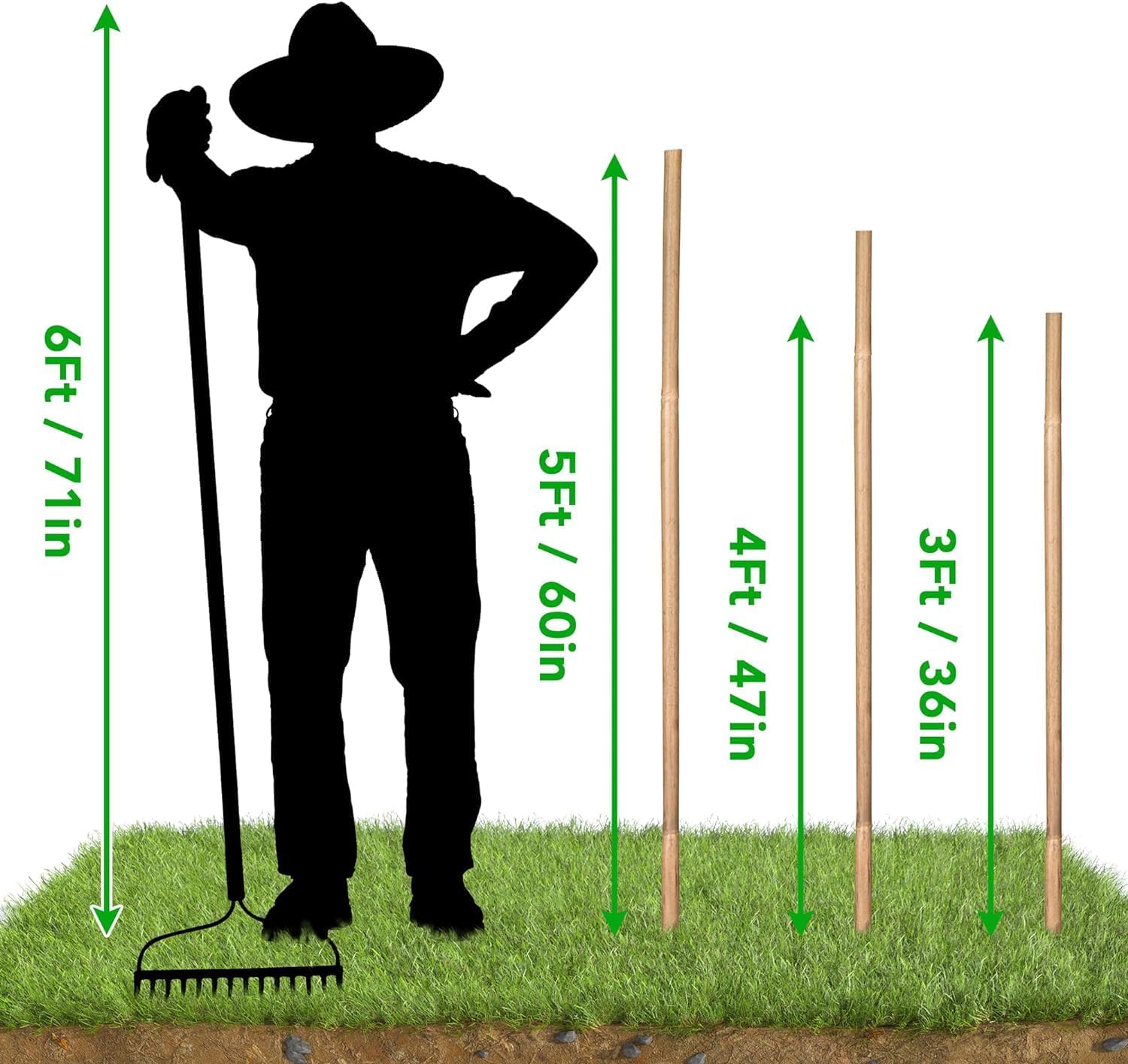 SWANGSA 40 Pack Bamboo Stakes for Plant 5 Feet(57.5inch), Bamboo Sticks Plant Support Garden Stakes Poles with 200pcs