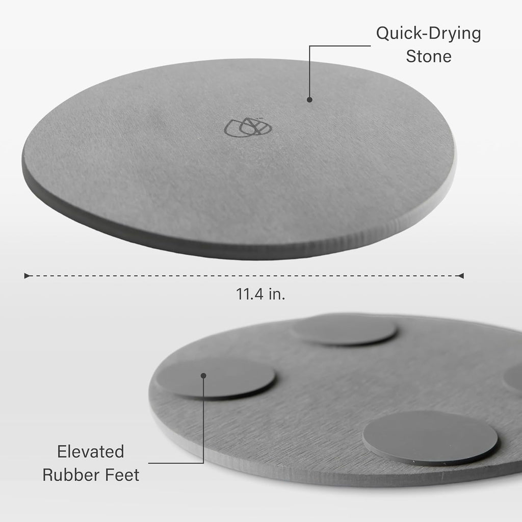 Dorai Home Stone Plant Pots Saucer Set 11.8" - Diatomite Water-Absorbing Trays for Indoor Plants, Ideal for Shelves &