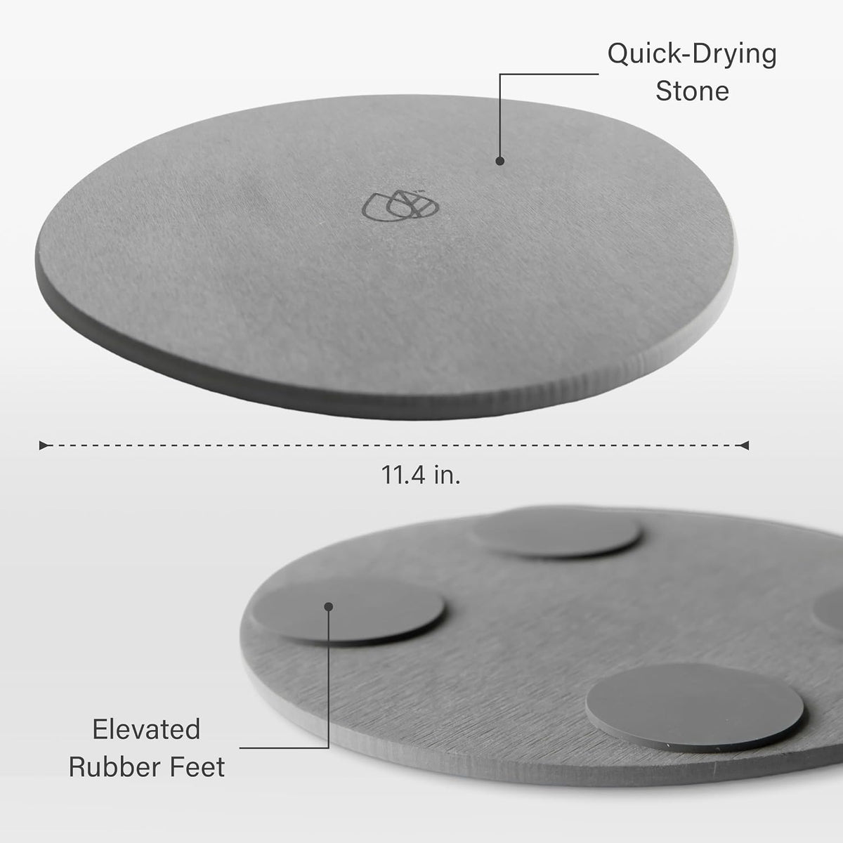 Dorai Home Stone Plant Pots Saucer Set 11.8" - Diatomite Water-Absorbing Trays for Indoor Plants, Ideal for Shelves &