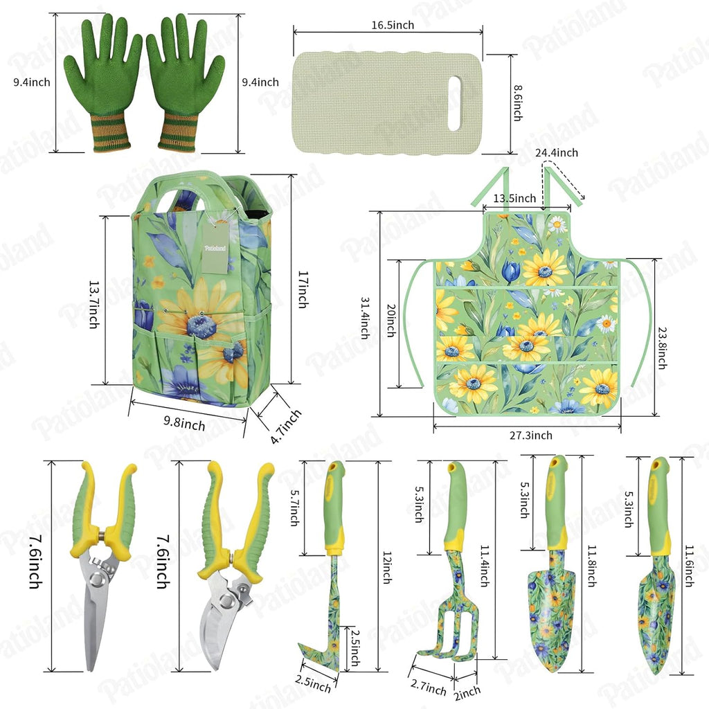 10 Piece Garden Tools Set, Gardening Hand Tools Kit with Heavy Duty Rust-Proof Aluminum Tools, Organizer Tote Bag