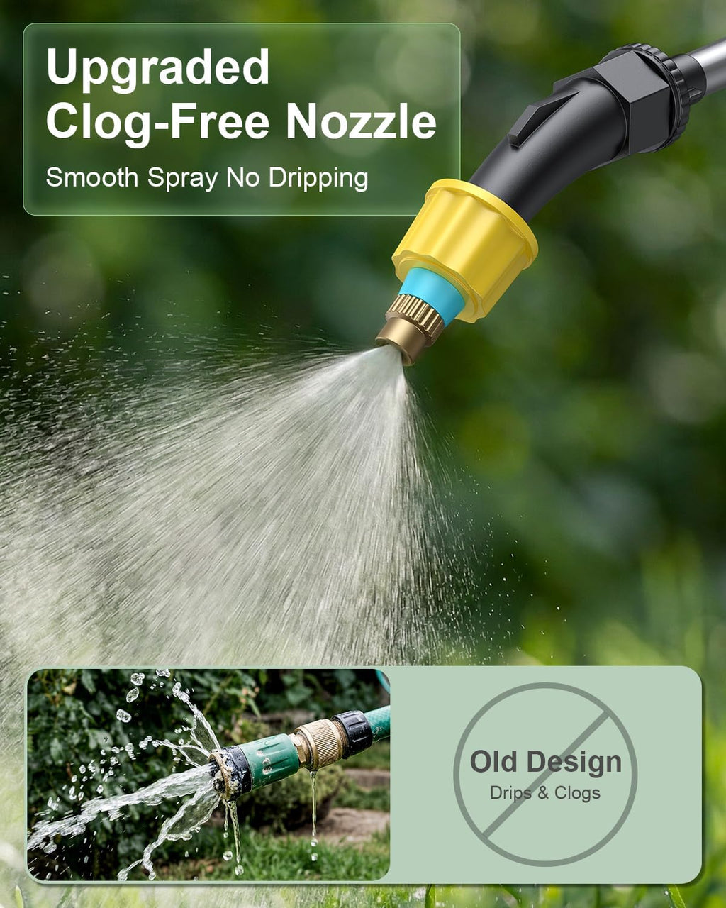Battery Powered Garden Sprayer 2 Gallon, Electric Pump Sprayer with 3 Mist Nozzles, Rechargeable Handle, Telescopic