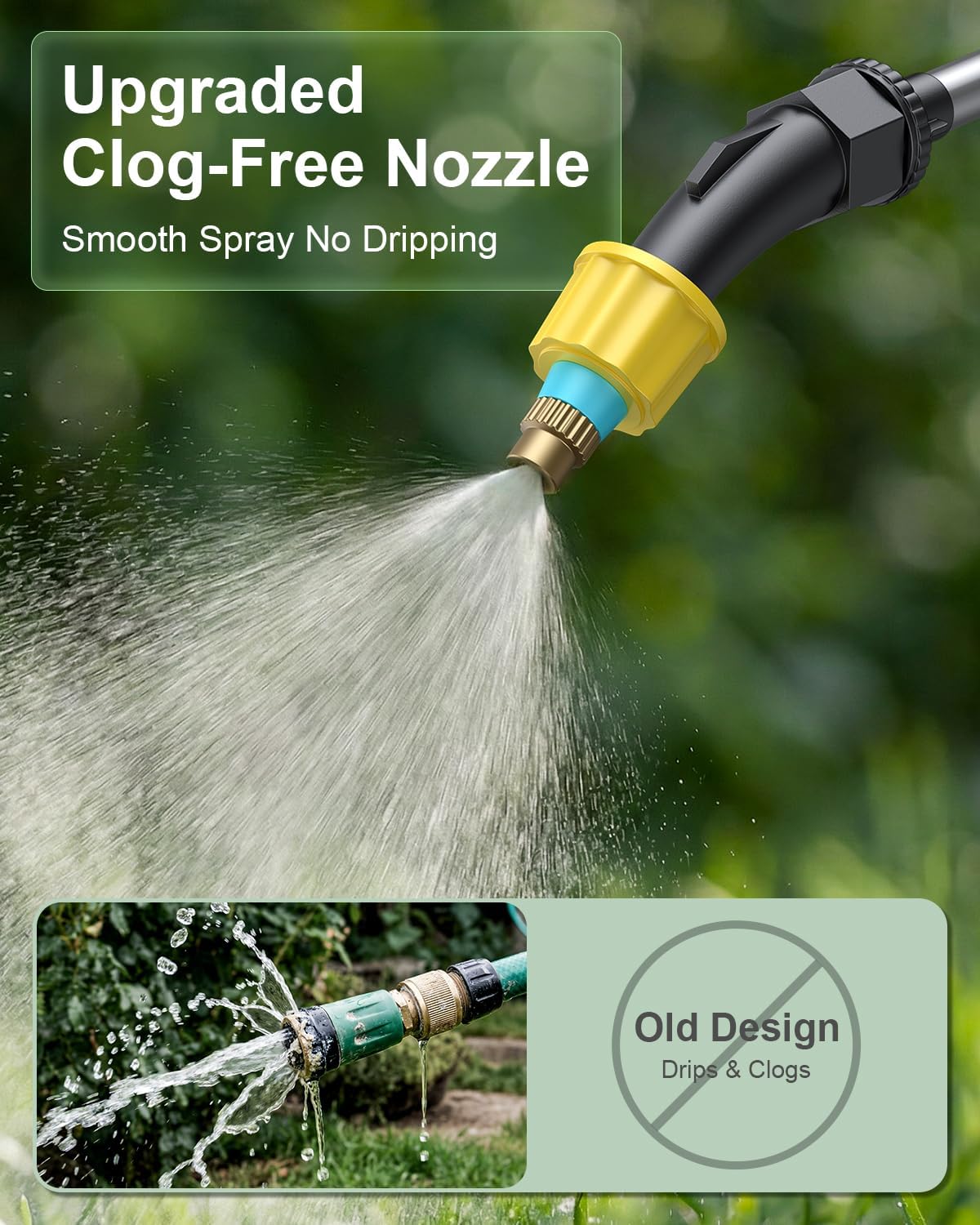 Battery Powered Garden Sprayer 2 Gallon, Electric Pump Sprayer with 3 Mist Nozzles, Rechargeable Handle, Telescopic