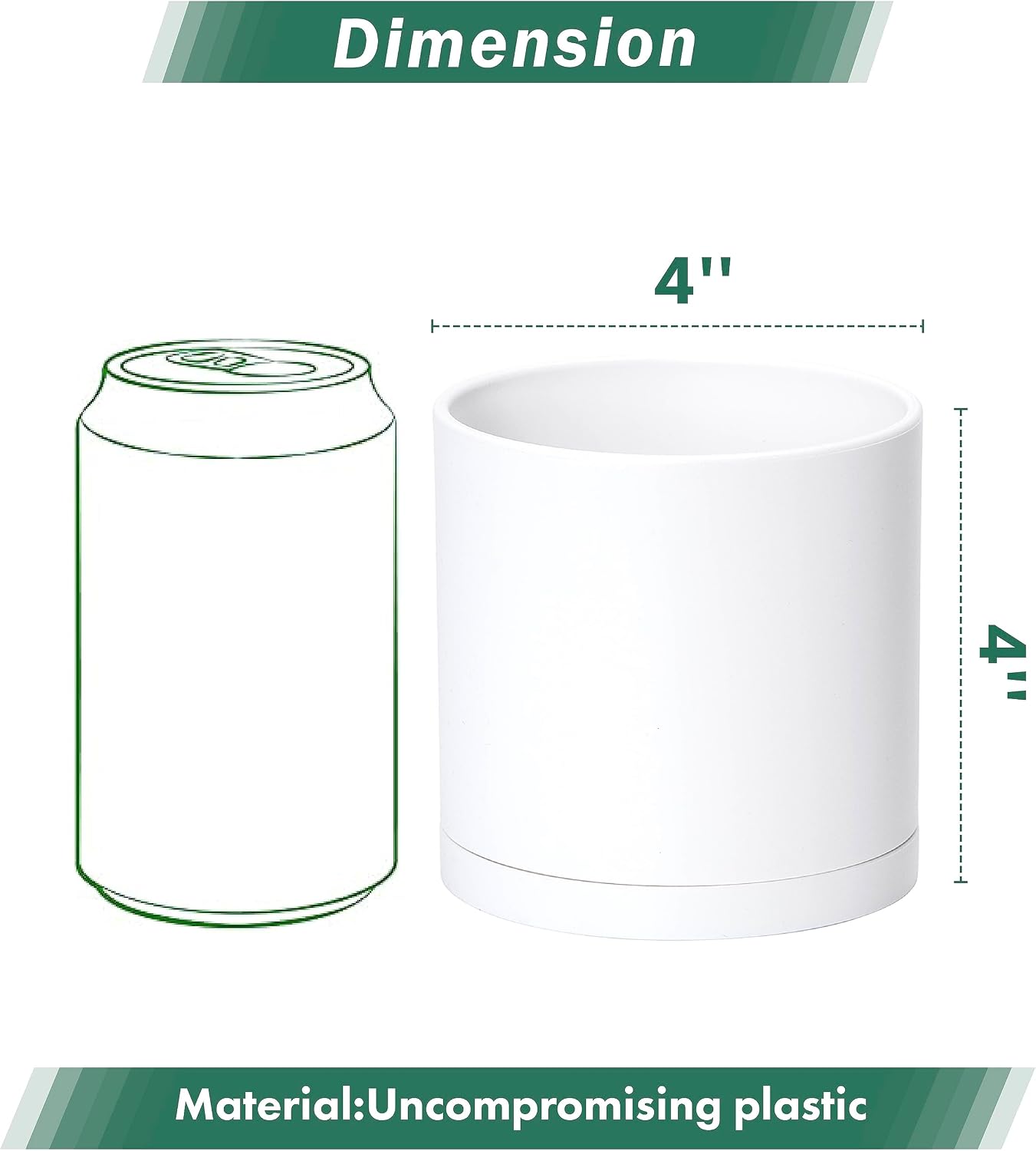 D'vine Dev 4-Pack White Plastic Planters with Saucers, 4 in, 74-Z-E-2 | Lightweight Durable Build, Matte Finish