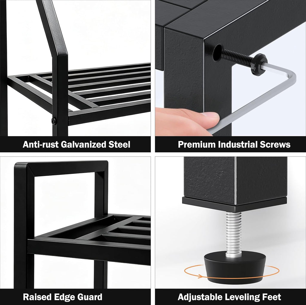 Metal Heavy Duty Plant Stand Indoor Outdoor,30" L×13" W×35" H 3-Tier Tall Plant Stands,Outside Plant Shelves for Large