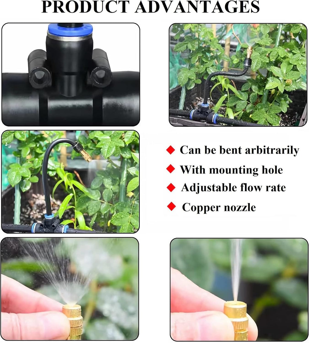 131FT Drip Irrigation Kit, Automatic Garden Watering System with Tool-Free Quick Connectors, 360° Bending Drippers &