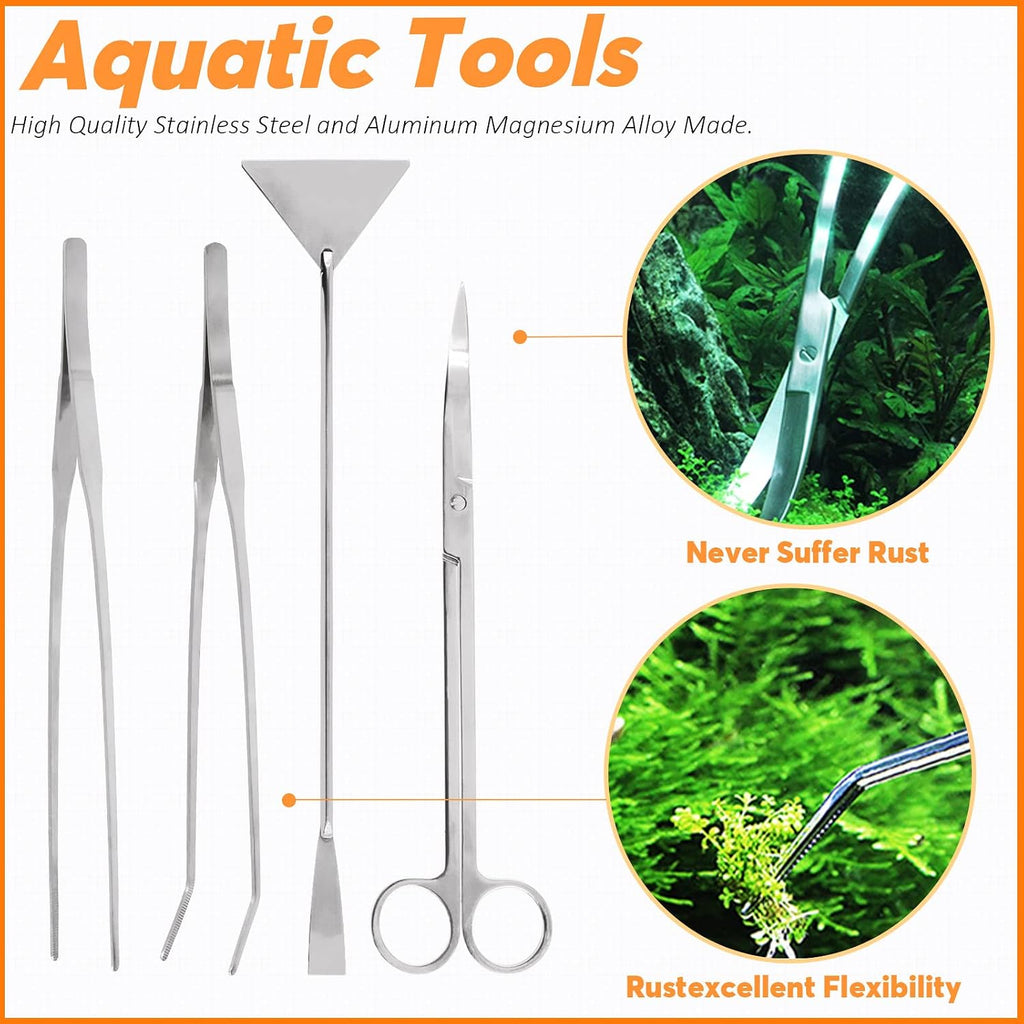 13Pcs Aquascape Tools Kit - Stainless Steel Aquarium Plant Tools - Tweezers, Scissors, Scraper, Sand Spatula for Fish