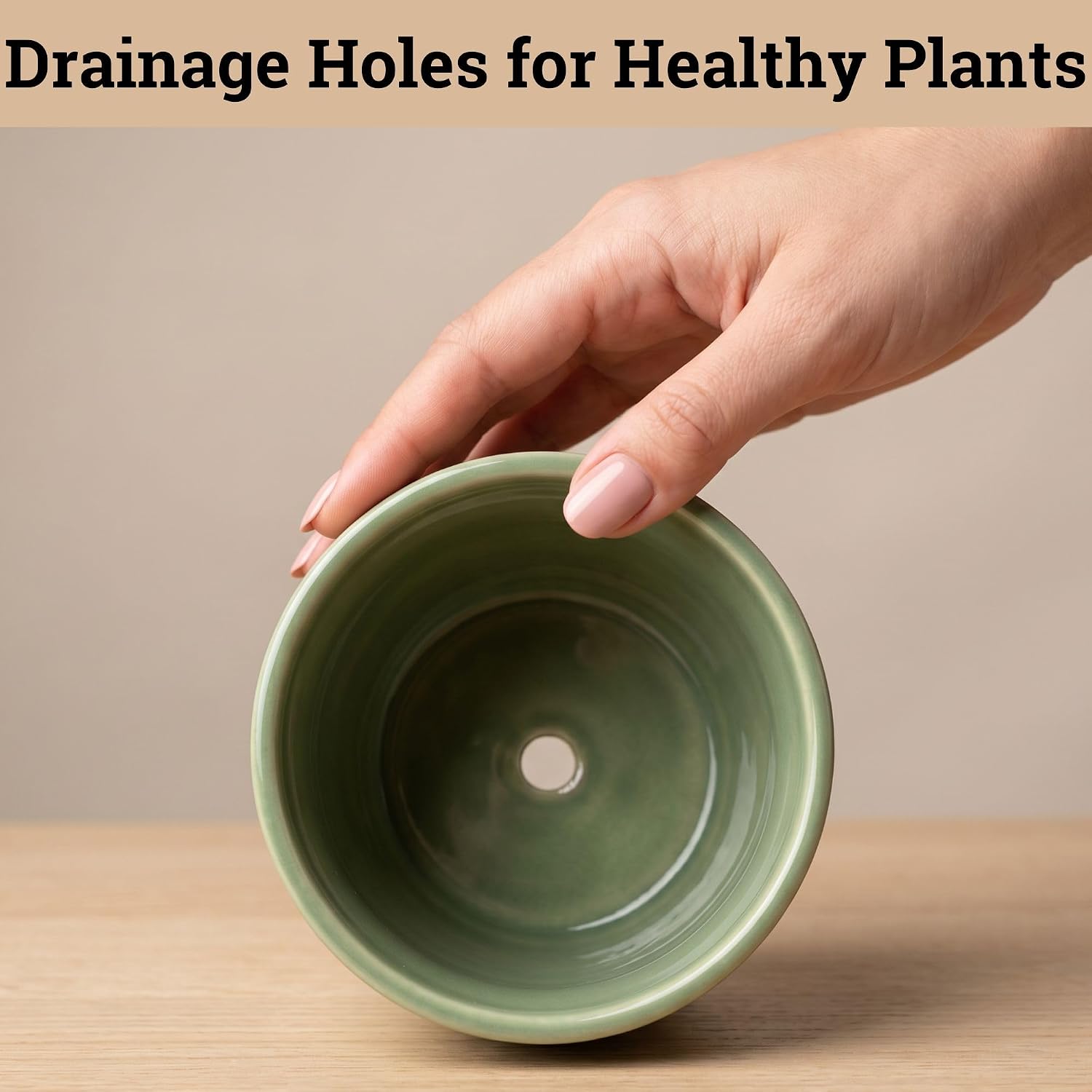 Ceramic Pots for Plants Set of 3, 6, 5, 4 Inch Diameter with Drainage Holes | Thick Durable Ceramic Pots, Plant Pots