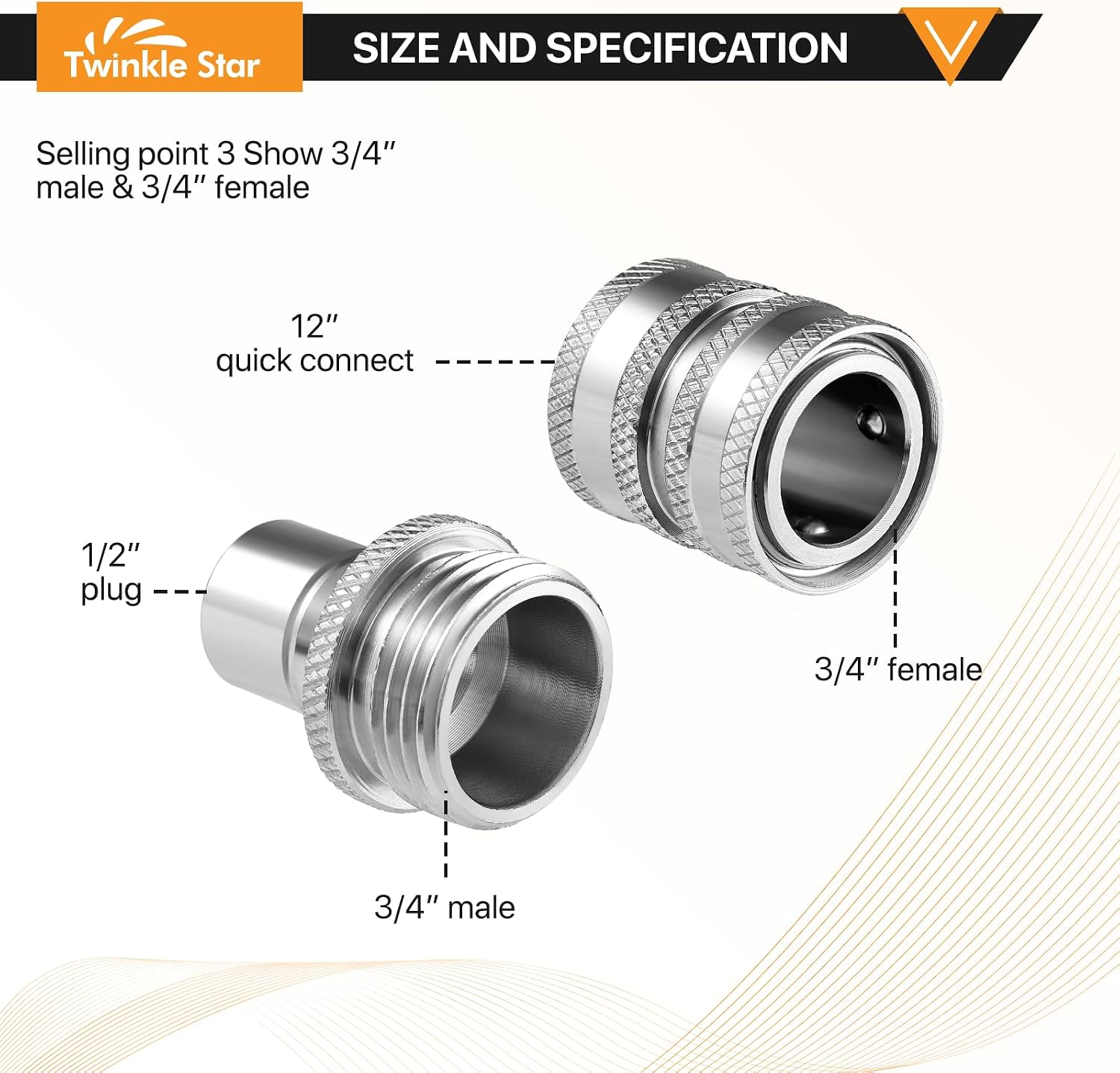 Twinkle Star Pressure Washer Adapter Set, Stainless Steel, 8 Sets | Quick Disconnect Kit, M22 14mm Quick Connect Swivel
