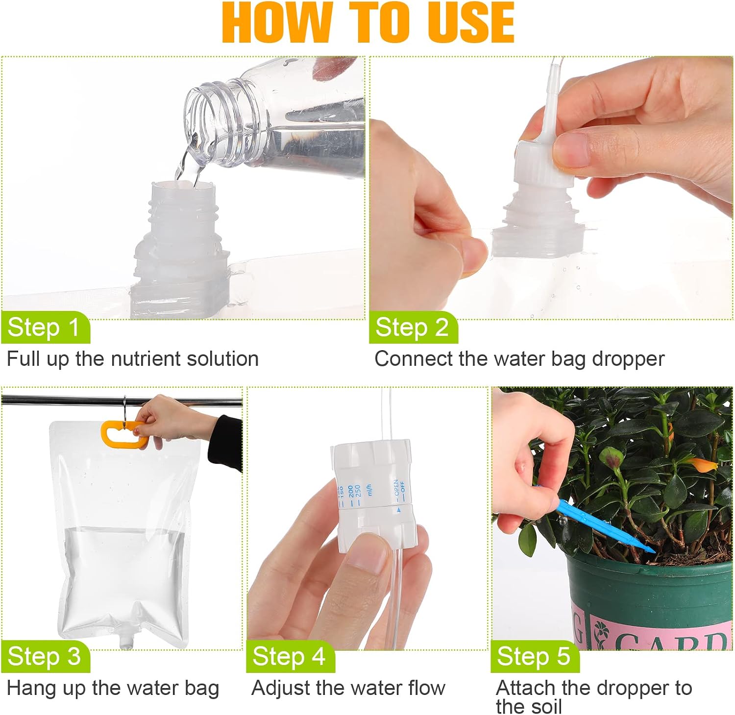 Rtteri 12 Pcs 3.5L Iv Self Watering Bags Bulk for Plants, Automatic Iv Drip Irrigation System with Adjustable Flow