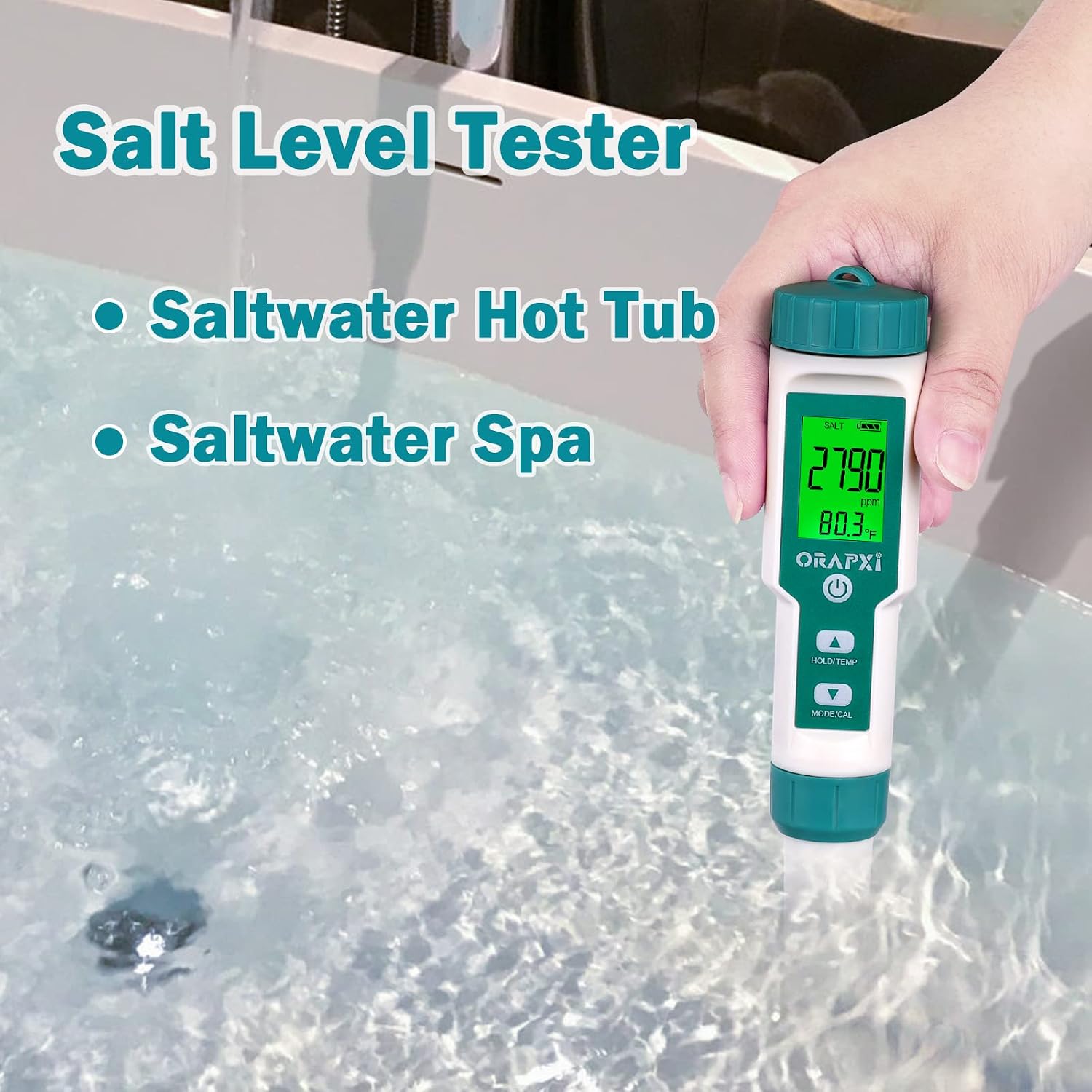 Pool Salt Tester pH and Salt Meter for Saltwater Pool pH Tester | Digital Salinity Tester 5 in 1 pH Salt TDS EC Temp
