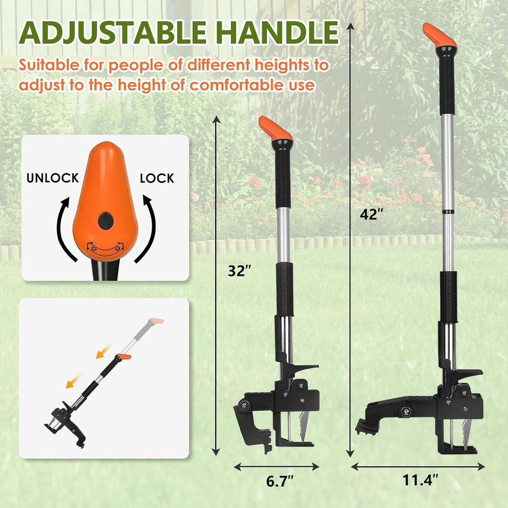 SHANTRA Weed Puller Tool, 4-Claw Stand Up Weed Puller Tool with Long Handle, Adjustable Weeder Puller Heavy Duty Stand
