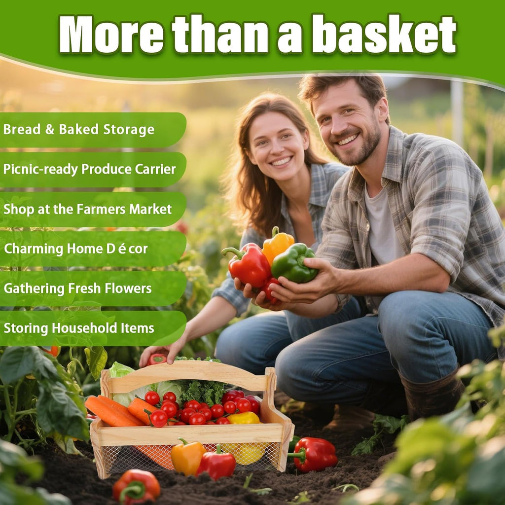 Large Garden Hod Harvest Basket for Vegetable Gardening and Harvest Gathering or Farmhouse Decor,Picnic Basket Garden