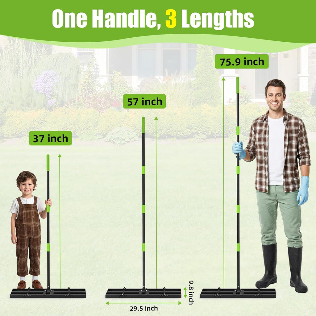 GARDTECH 30x10 Inch Lawn Leveling Rake Heavy Duty Adjustable Handle Yard Tool – Reinforced Steel Landscape Rake for