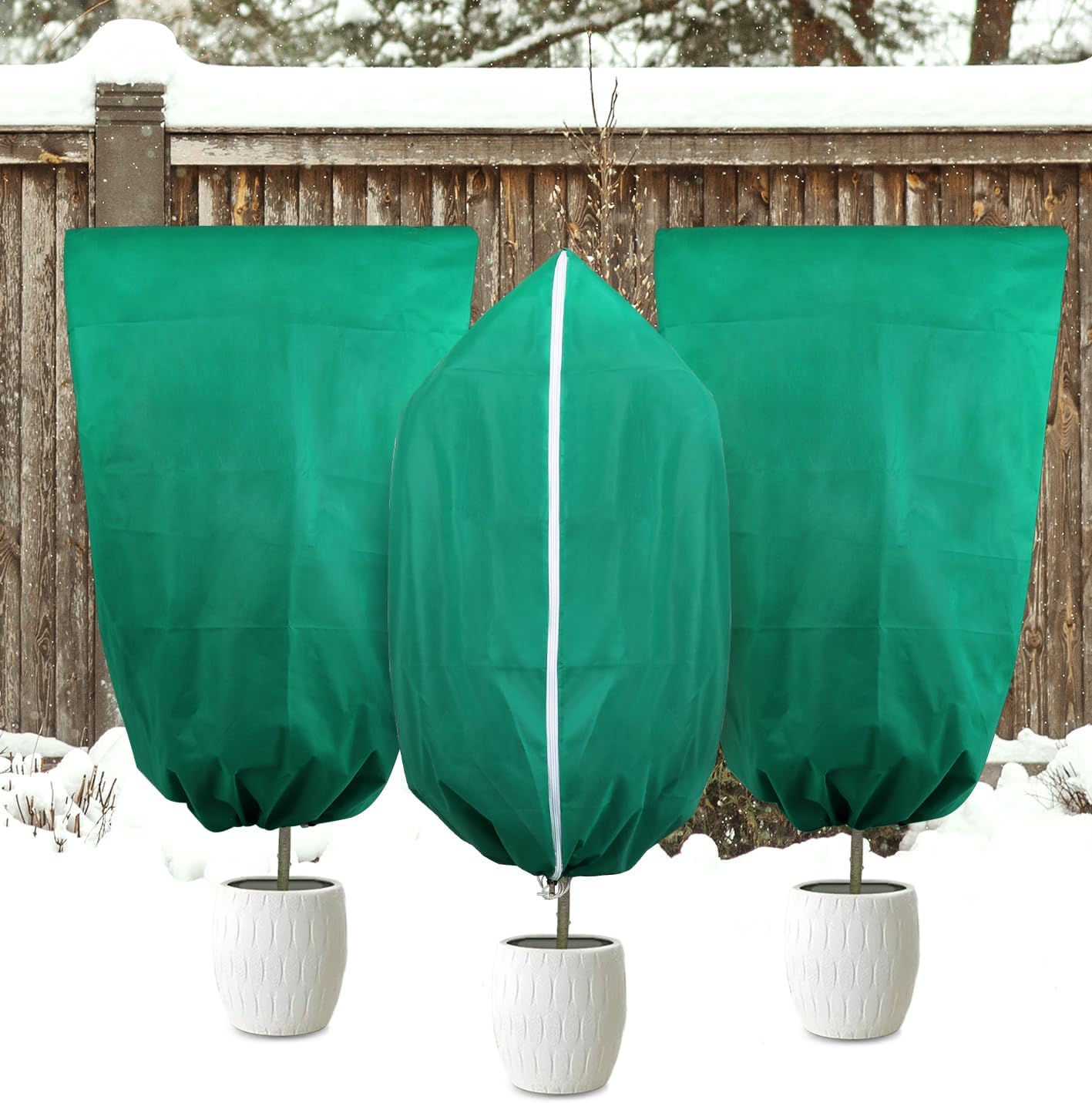 Plant Covers Freeze Protection, 4 Pack Frost Cloths with Zipper Drawstring (31.5" x 47.3"), Reusable Garden Fruit Tree