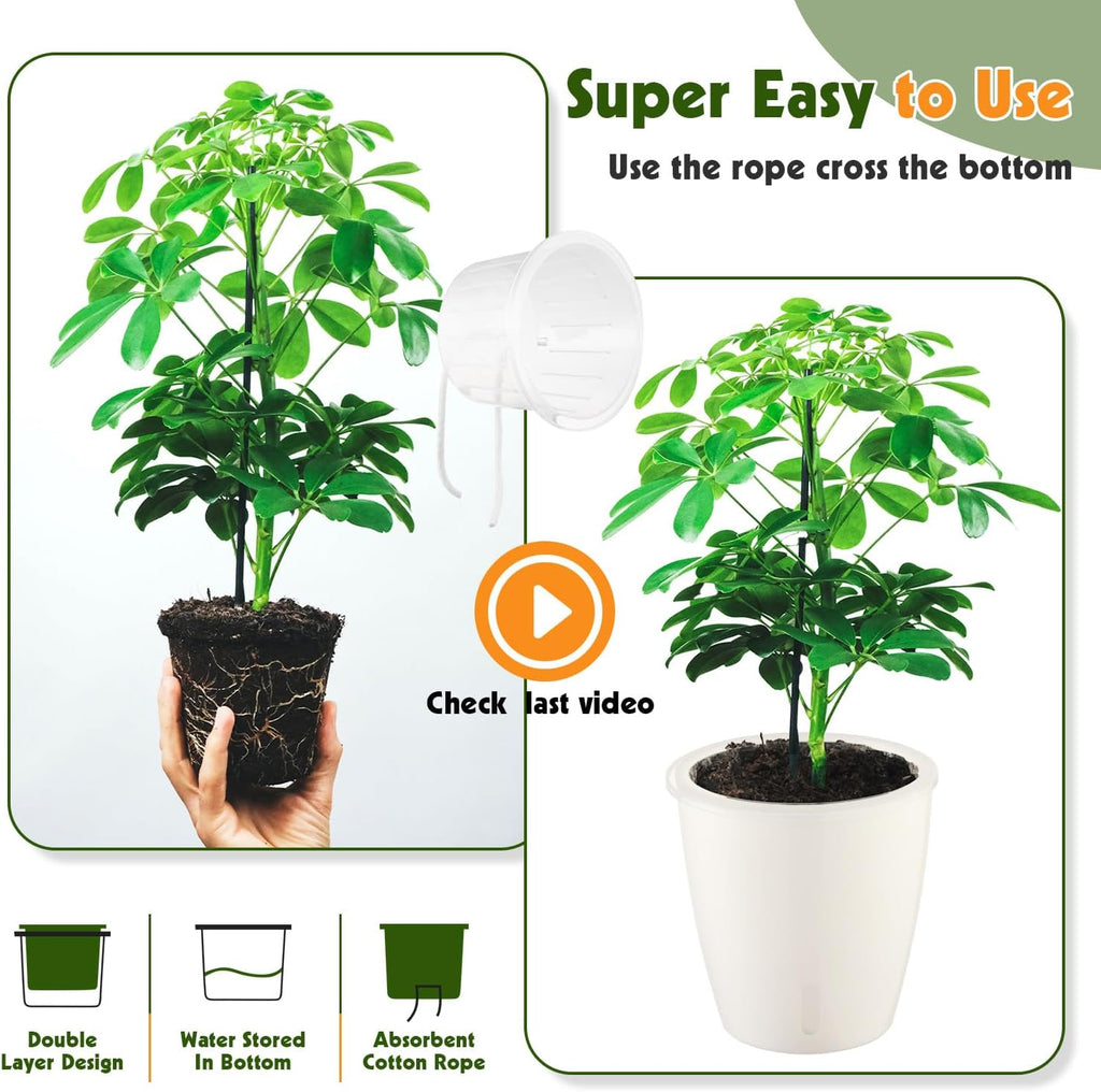 Self Watering Pots for Indoor Plants, 8-Pack 5'' Self Watering Planter with Drainage Holes, Small African Violet Pots