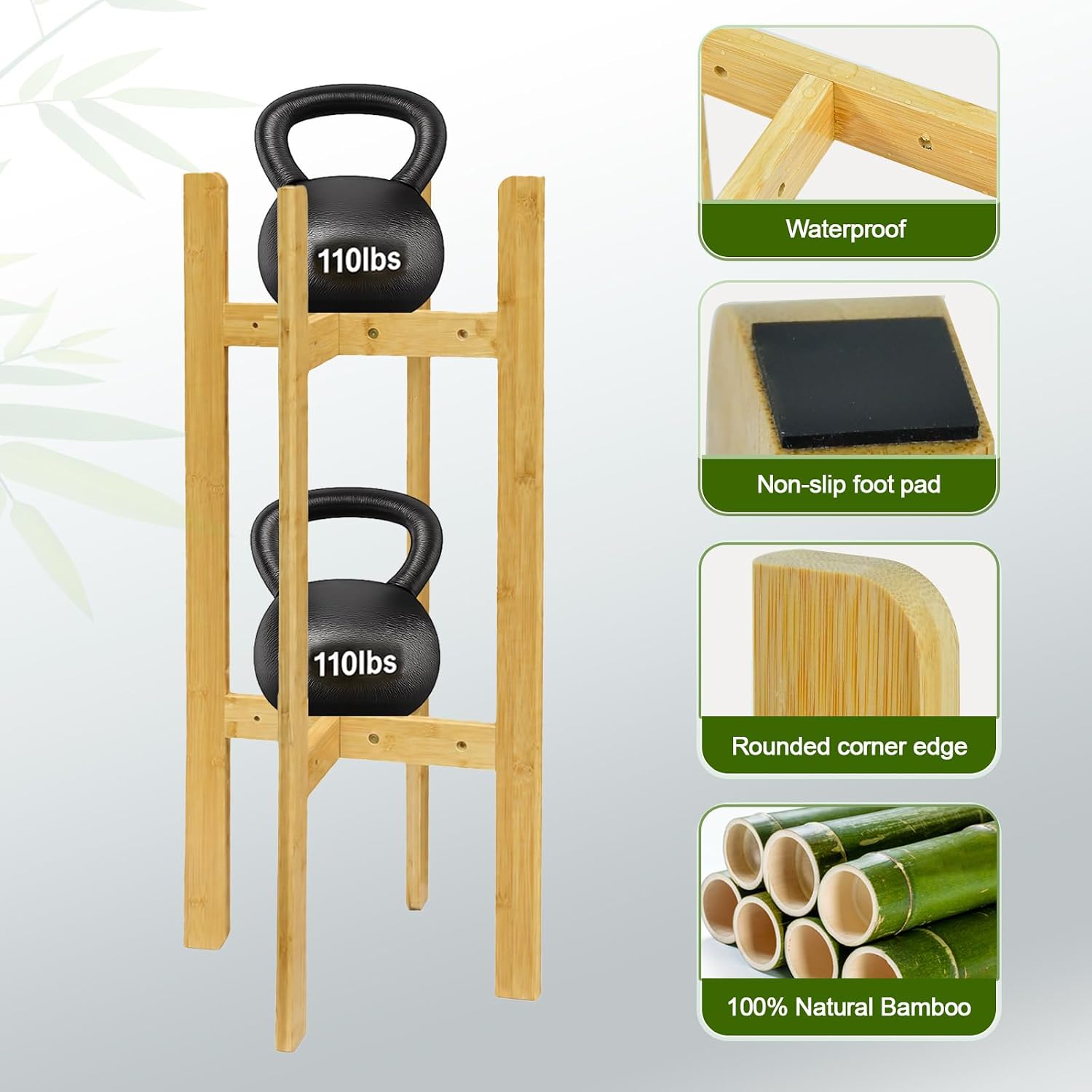 35.4” 2 Tier Bamboo Adjustable Tall Plant Stand Indoor Fits 5-12 Inch Pots | Heavy Duty ,Space-Saving ,Sturdy Corner