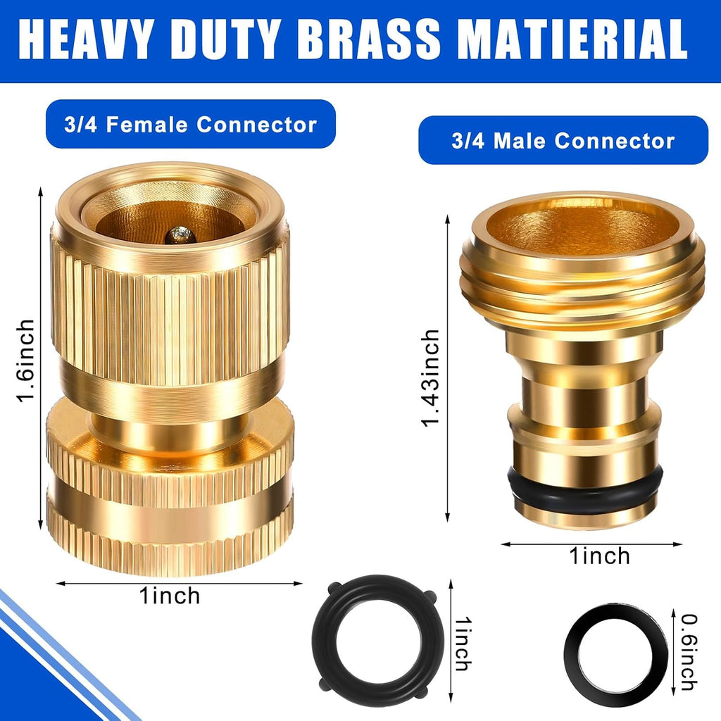 Therwen 12 Sets Garden Hose Quick Connector Solid 3/4 Inch Water Hose Connectors No Leak Heavy Duty Garden Fitting