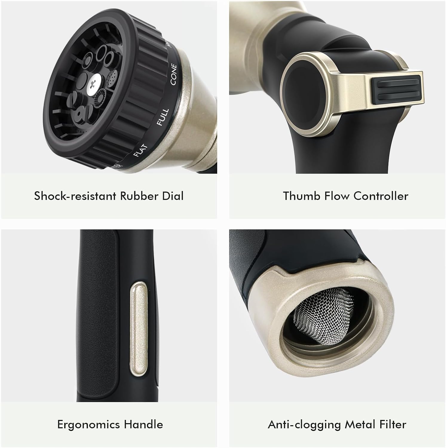 RESTMO Water Hose Nozzle Heavy Duty, Adjustable Hose Sprayer Thumb Control | Premium Zinc Alloy, 8 Adjustable Spray