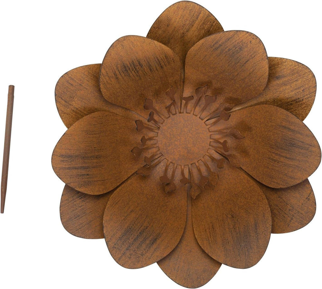 Metal Flower Garden Art, Outdoor Garden Decoration for Yard Lawn Patio, Bronze