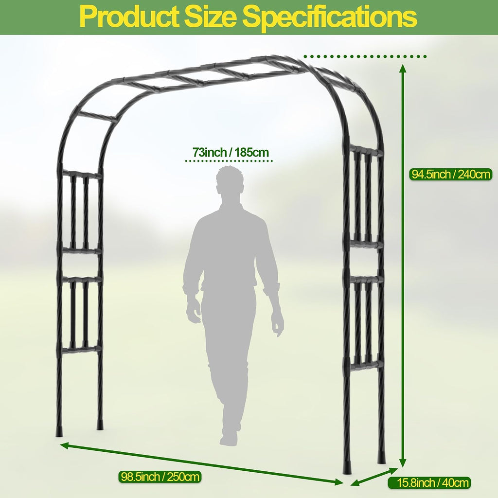 BUKLIYN Garden Arch Trellis - Garden Arch Size: 98.5in(L) * 94.5in(H) | Garden Trellis for Climbing Plants Outdoor