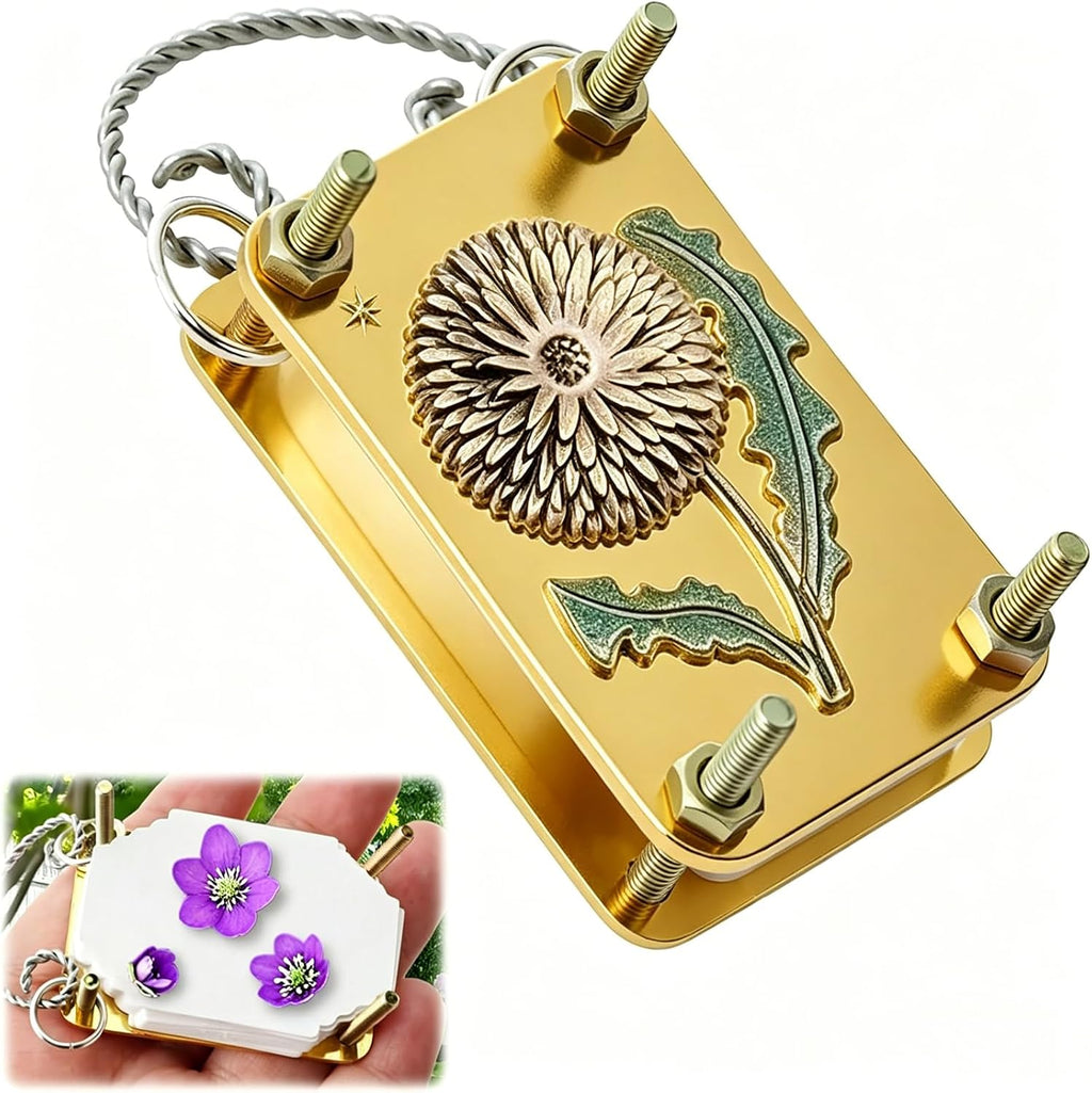 Mini Flower Press, Miniature Flowers Press Kit, Metal Pocket Flower Pressing, with Secure Straps for Hikes, DIY Crafts Gift for Plant Lovers