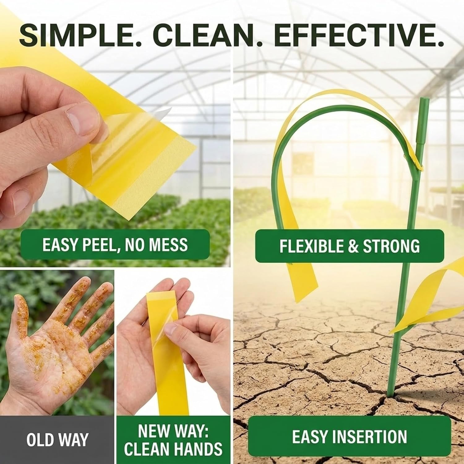 Qualirey 300 Pcs Sticky Houseplant Traps Fungus Gnat Fruit Fly Trap Sticky Houseplant Stakes Insect for Outdoor Garden