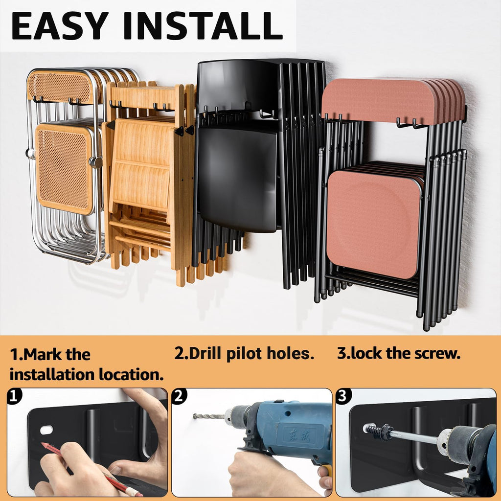 YYR Folding Chair Storage Rack, Garden Tool & Foldable Chairs Organizer Hangers for Garage Organization, Lawn, Beach
