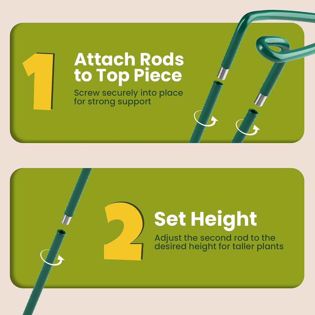 12 Pack Plant Support Stakes – Tall Plant Stakes for Indoor and Outdoor Gardens - Peony Cages and Supports - Cage Rings