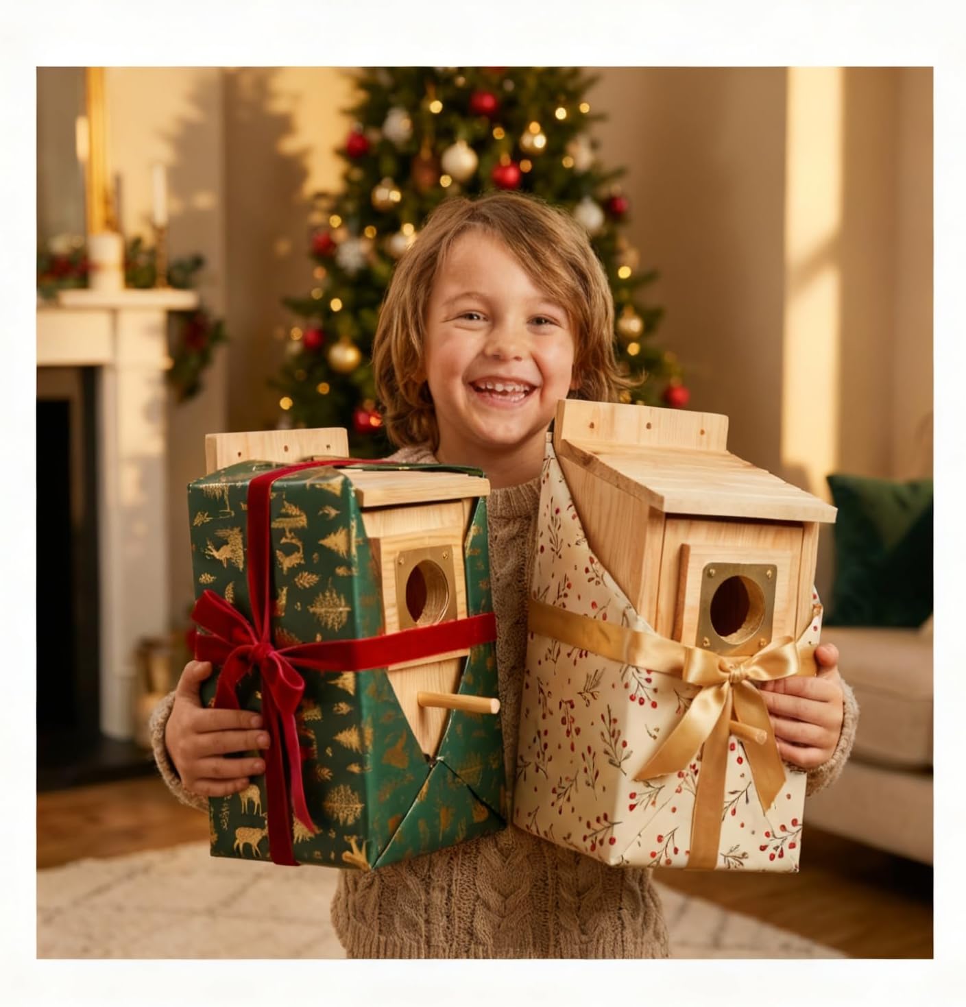 Bird Houses for Outside Clearance with Copper Guard, Pine Bird House Outdoor, Bluebird Finch Swallow Wren Chickadee No