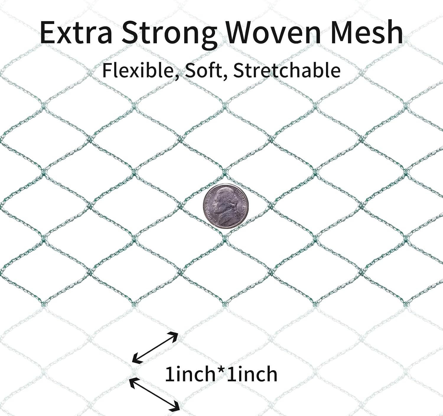 Bird Netting 20'x40' with 1" Square Mesh Bird Net Garden Netting for Chicken Coop, Aviary, Deer Fence, Chicken Netting