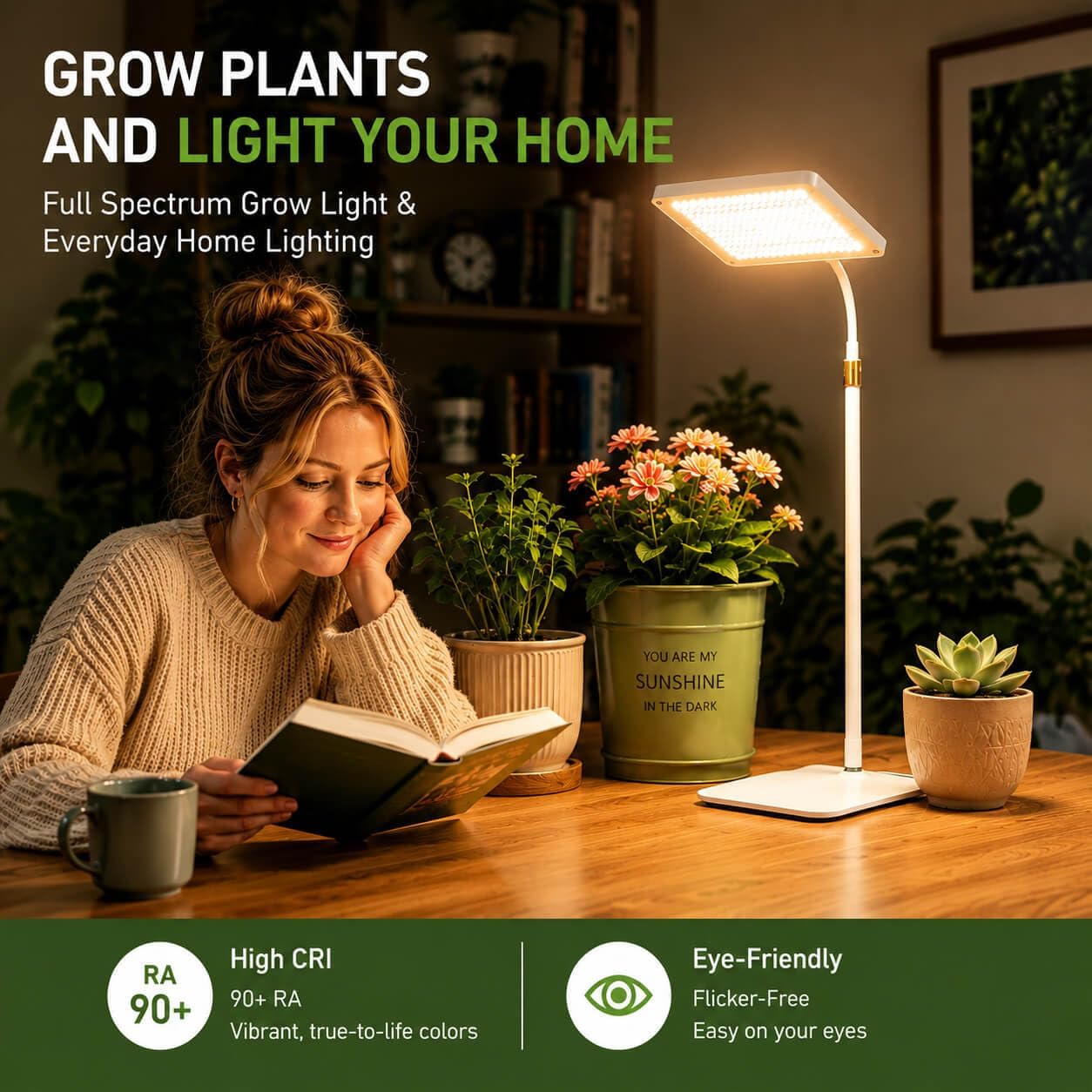25W LED Grow Lights for Indoor Plants with Stand for Floor and Tabletop | Full Spectrum Plant Lights for Indoor Growing