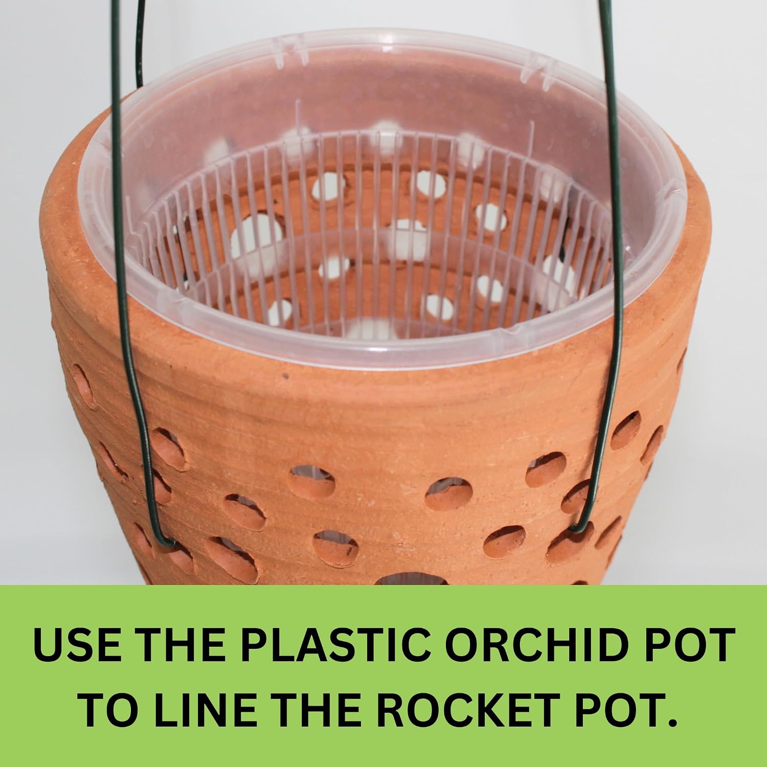 Terracotta Rocket Shaped Orchid Pot with Holes for Small Plants, Hanging Clay Orchid Planters for Outdoors